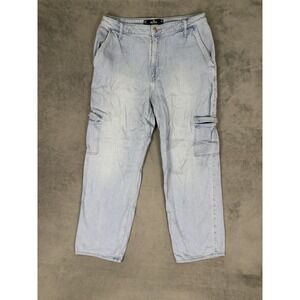 Hollister Jeans Womens 12 Blue Light Wash Denim Ultra Hi-Rise Dad Relaxed Cargo